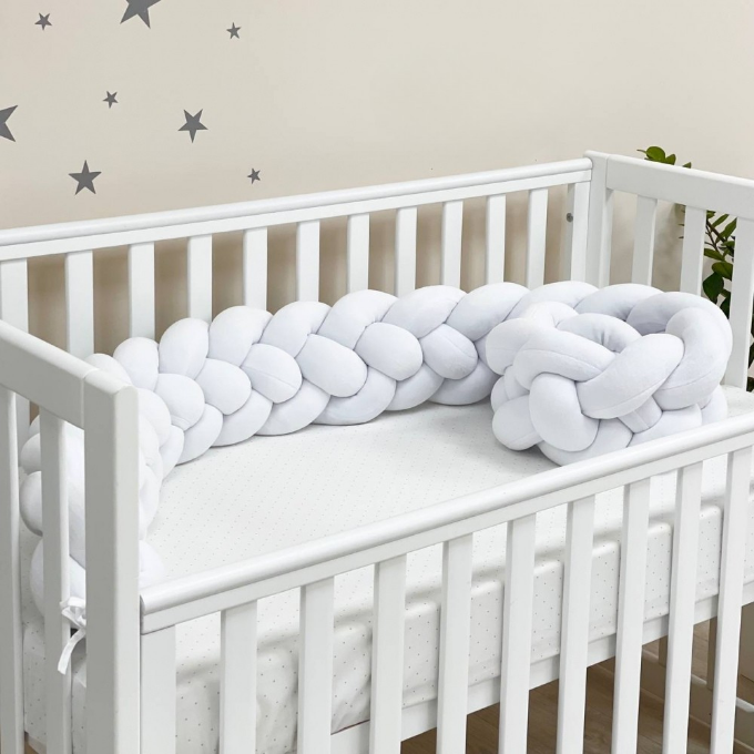 Protectie laterala patut bebe tripla alba